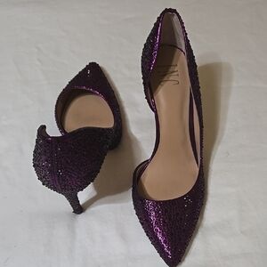 Elegant Purple Sequin Heels